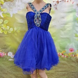 Sherri hill blue rhinestone dress size 4